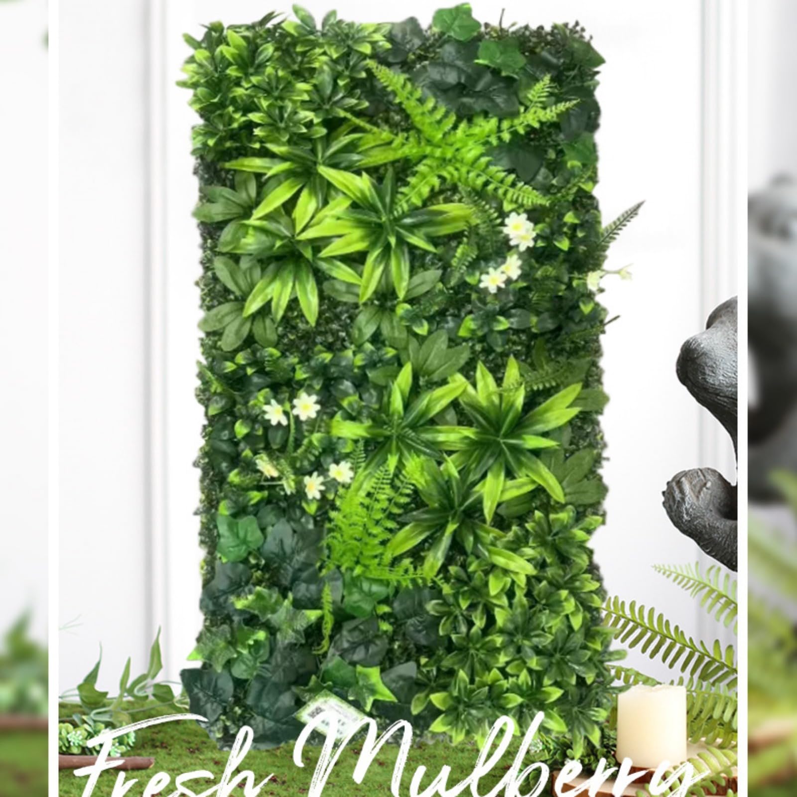 Künstliche Pflanzenwand, 50 x 100 cm Outdoor Künstliche Hecke, PE, Künstliche Pflanzen Wie Echt, Simulierte Wandpflanze, Blumen Wanddekoration für Wandbegrünung (Kombination 4)