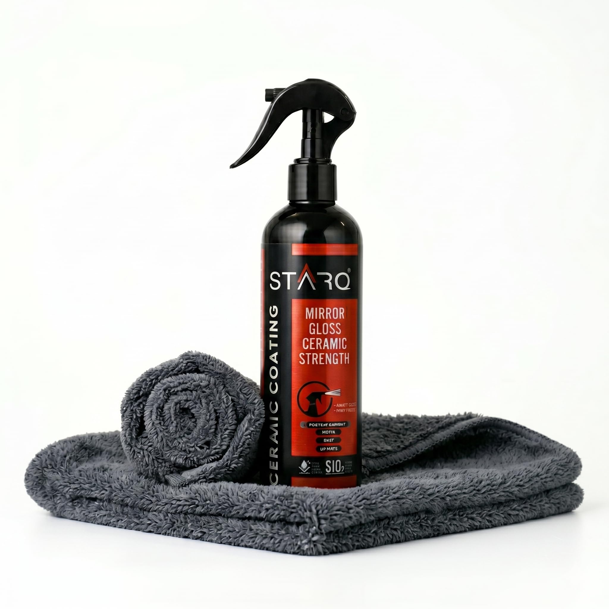 STARQ Ceramic Coating Spray 400ml with 1200 GSM Microfiber Cloth (60x40 cm), Extreme Hydrophobic Protection, High Gloss Finish, Advanced UV Protection, Easy DIY Ceramic Coating for Cars & Bikes-image-6