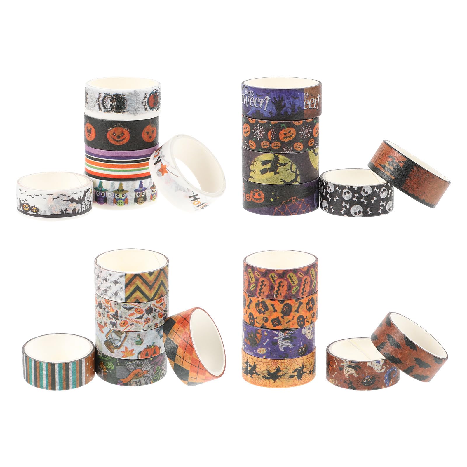 Abaodam 72 Rollos Cinta Adhesiva de Papel Washi para Halloween Diseño Ligero y Fácil de Rasgar, Adecuado para Manualidades y Decoración de Cajas en Fiestas