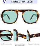 VANLINKER Lunettes de soleil Retro Square Aviator pour Femmes Hommes 70s Vintage Style Trendy Flat Top Lunettes de soleil Rectangle VL9826