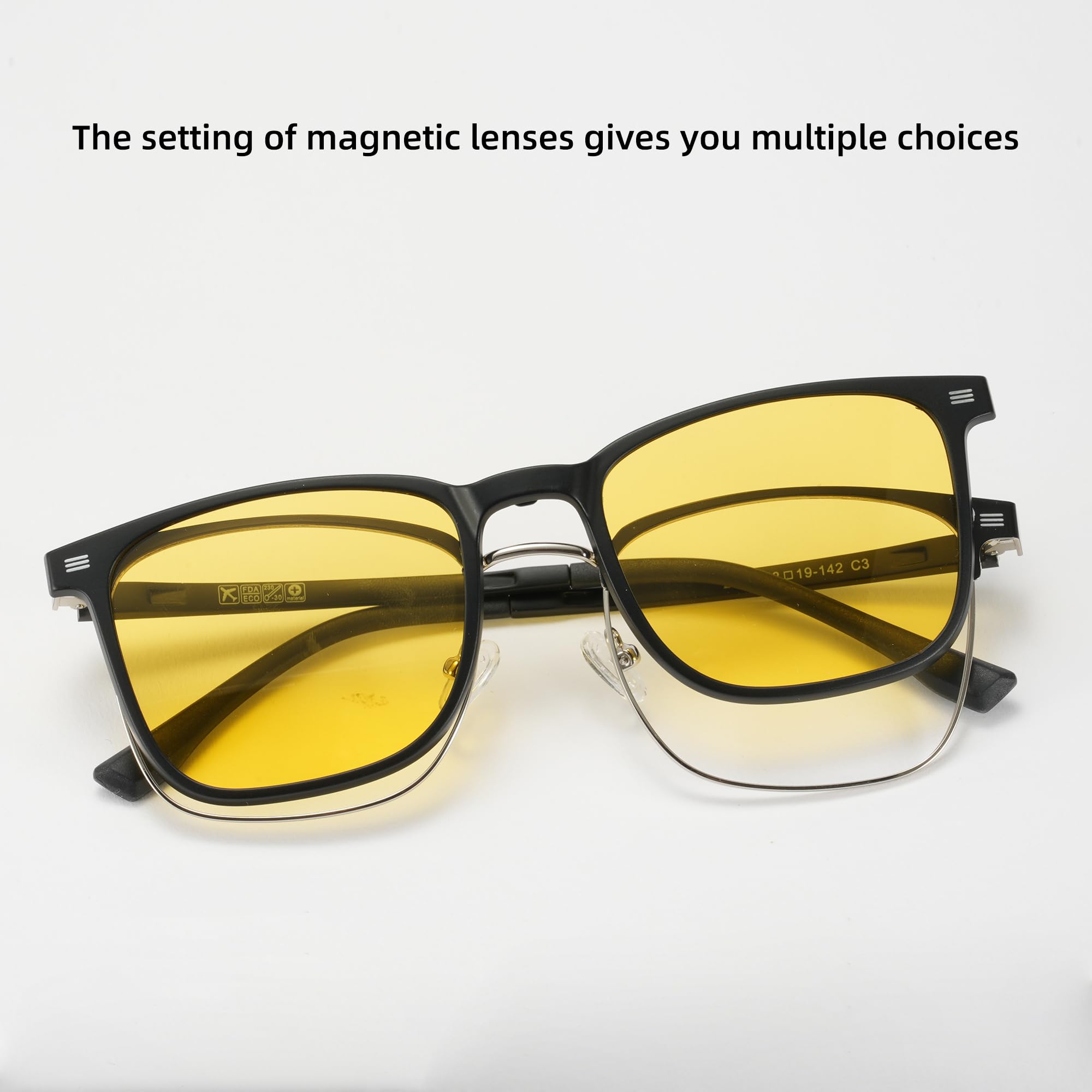Cyxus Brillengestelle mit Magnetisch Clip Polarisierte Sonnenbrille Herren Damen Leichtes TR90 Rahmen Sonnenbrille UV 400 für Fahren Angeln Reisen P1572T01