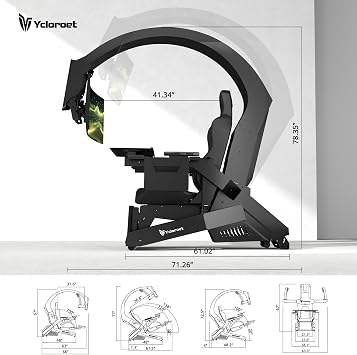 Zero Gravity Gaming Cockpit - 5-Screen Ergonomic Workstation w/ 800mm Eye-Safe Viewing, Massage Chair & RGB for PC/PS5/Xbox Battlestations
