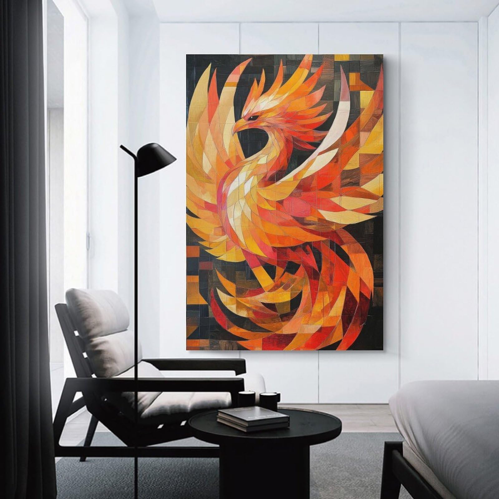 Junmoney Phoenix Oil Painting Decorative Wall Artwork 24x36inch(60x90cm), for New Homes, Bedrooms Or Workspaces, A Wall Art Gift for Fresh Interiors
