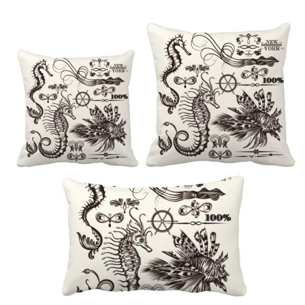Coussin hippocampe noir illustration marine une idée don originale pour canape