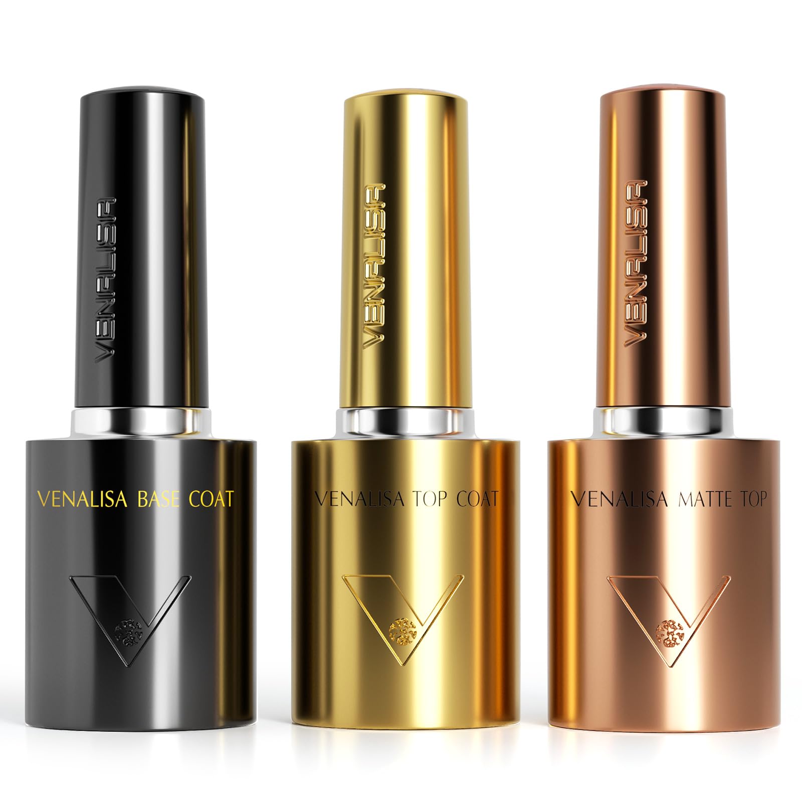 VENALISA No Wipe Top Coat und Base Coat und Matt Top Coat Set Gel UV Nagellack High Gloss Long Lasting Nail Polish Starter Manicure Salon DIY at Home