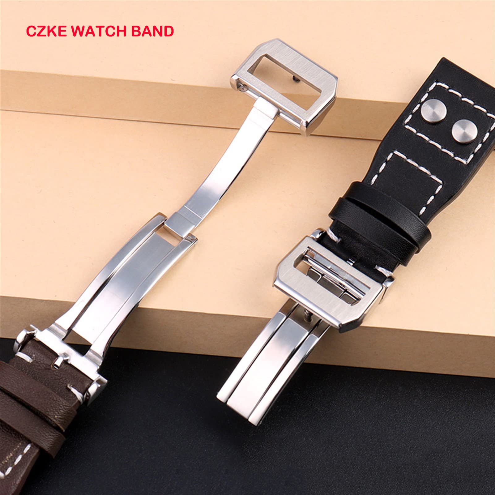BIK Canda di guardia in vera pelle di cuoio per IWC Grande pilota sputfire cowwide fibbia pieghevole orologio da uomo cinturino 21mm 22mm