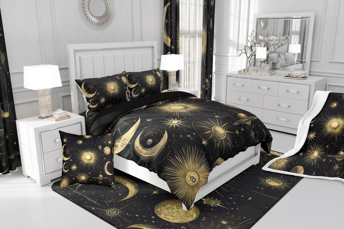 Feelyou Sun Moon Throw Pillow Cover 24"x24" Soft Boho Exotic Pillow Case Cushion Cover for Living Room Bedroom Solar System Galaxy Astrology Space Decorative Throw Pillowcase for Sofa Couch Chair