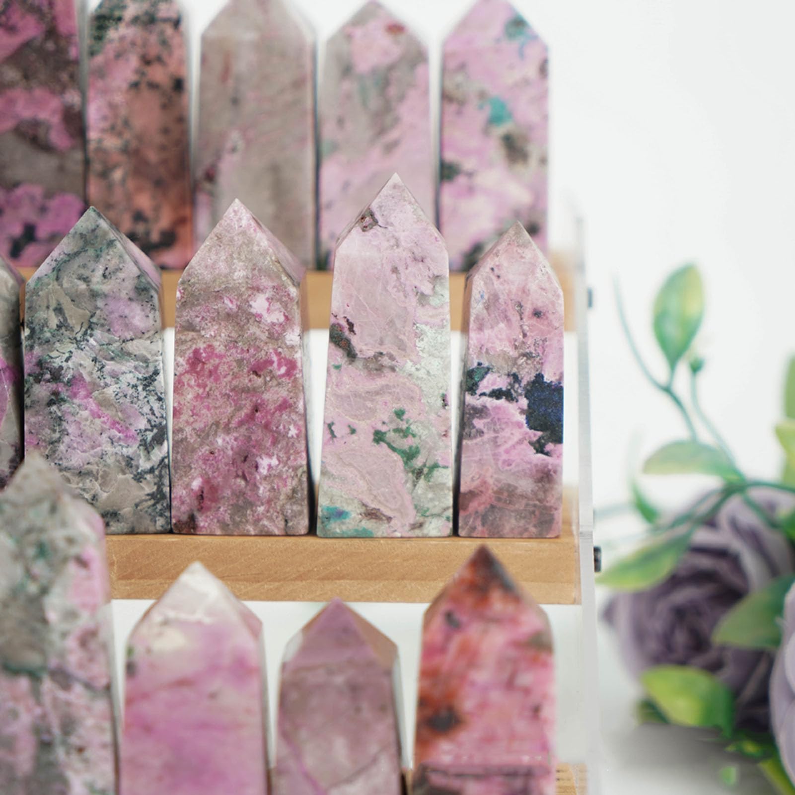 Espécimen mineral pilar cristal de calcita de cobalto rosa natural 80-120G | Cristales en bruto, adorno de escritorio, decoración, bricolaje, decoración de la oficina en el hogar,regalos meditación