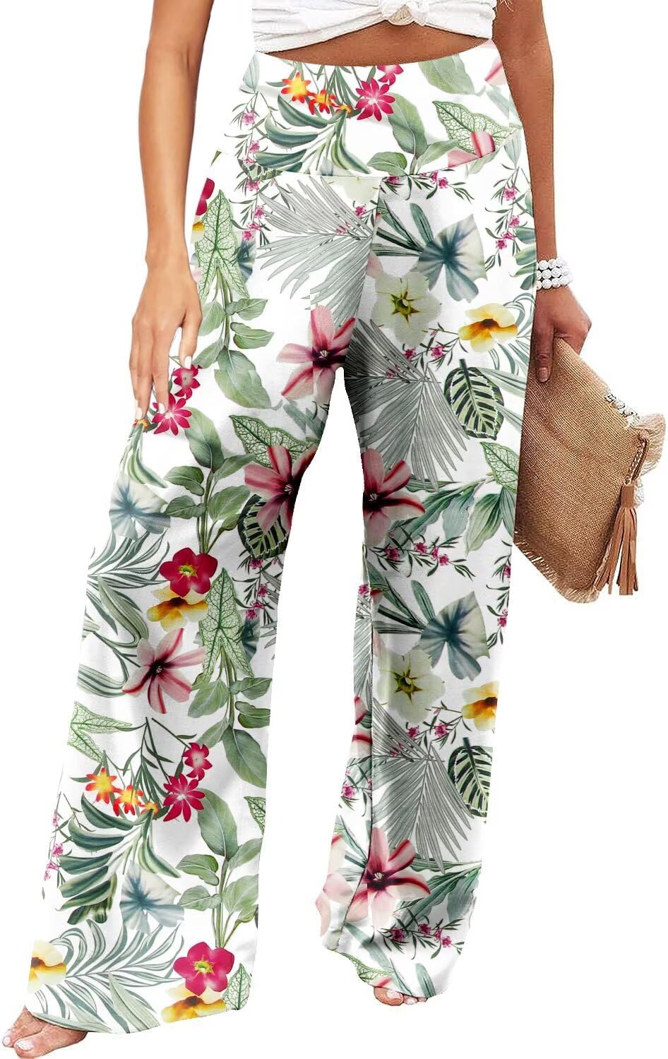 JZC Women's Palazzo Lounge Pants Stretchy Wide Leg Casual Pants Comfy High Waist Flowy Pants S-3XL - Image 5