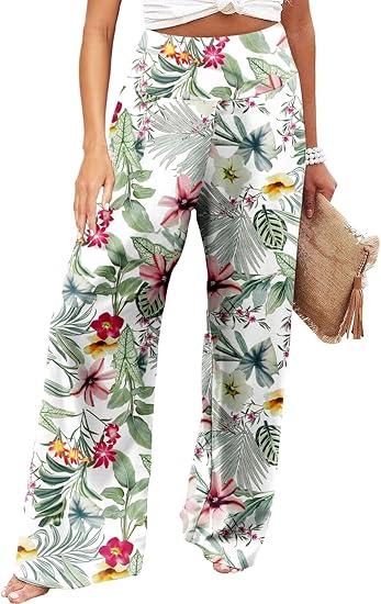 JZC Women's Palazzo Lounge Pants Stretchy Wide Leg Casual Pants Comfy High Waist Flowy Pants S-3XL