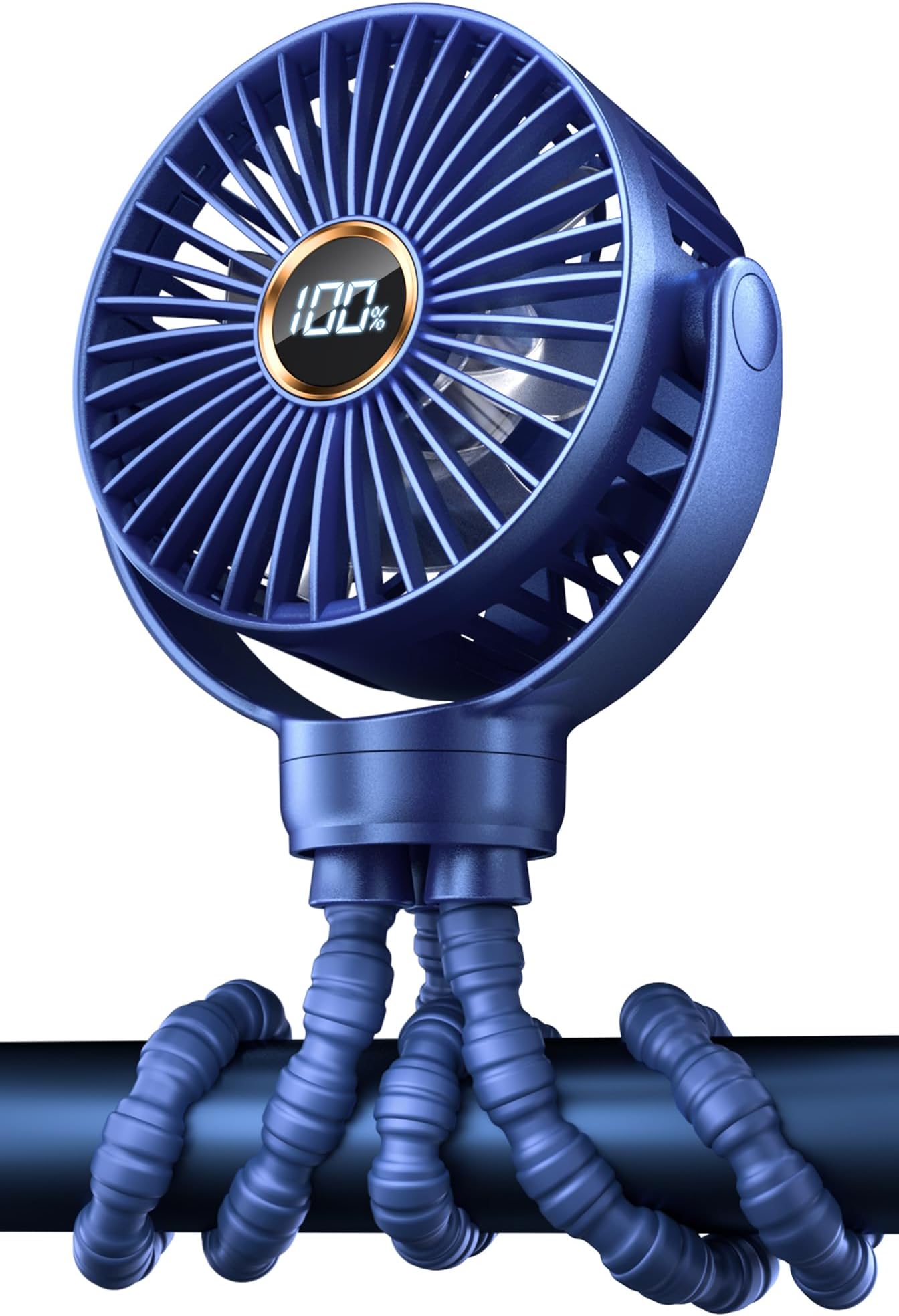 KIDEE Portable Baby Stroller Fan, Mini Baby Clip on Fans, LED Display, 360° Rotate Flexible Tripod, Rechargeable Small Personal Handheld Fans Cooling Desk Fan for Car Seat Crib Treadmill Travel