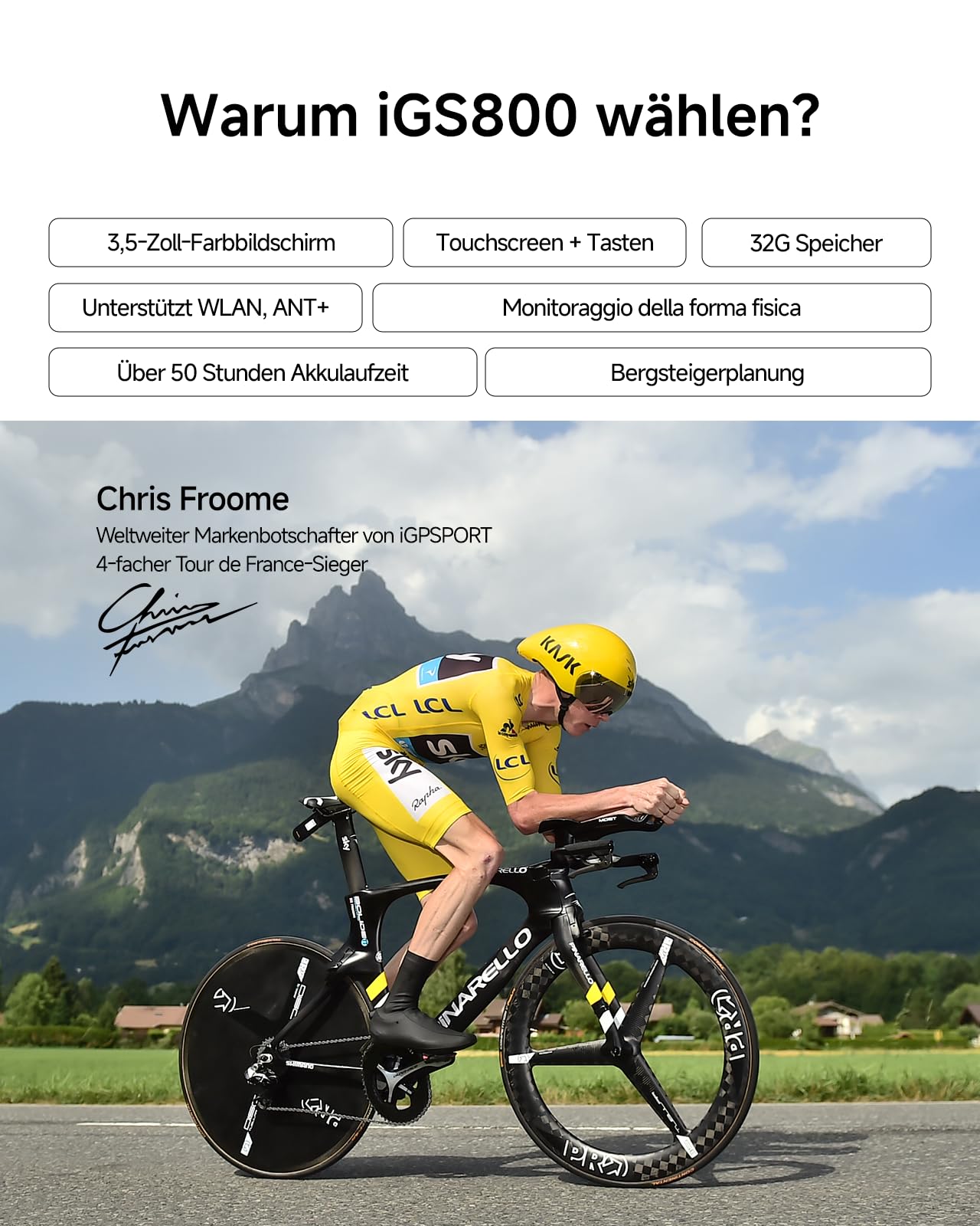 iGPSPORT Fahrradcomputer Kabellos iGS800, wasserdichte Farbbildschirm, Fahrradtacho, Bluetooth ANT+GPS 5.0 MAP-Navigation Zahlreichen Funktionen Tacho Fahrrad Navi Kabellos Zubehör