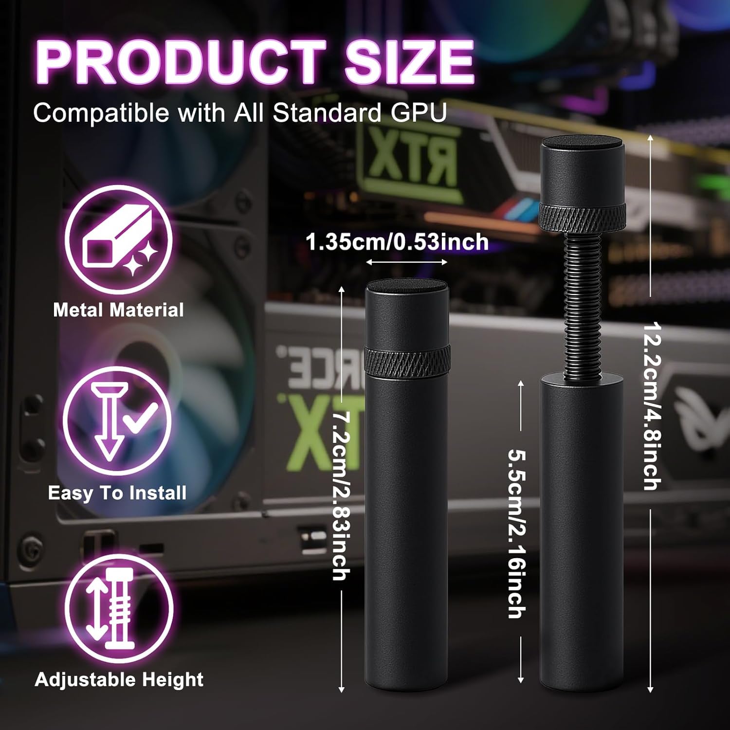 グラフィックスカードGPUブレースサポート、ビデオカードサグホルダーブラケット。