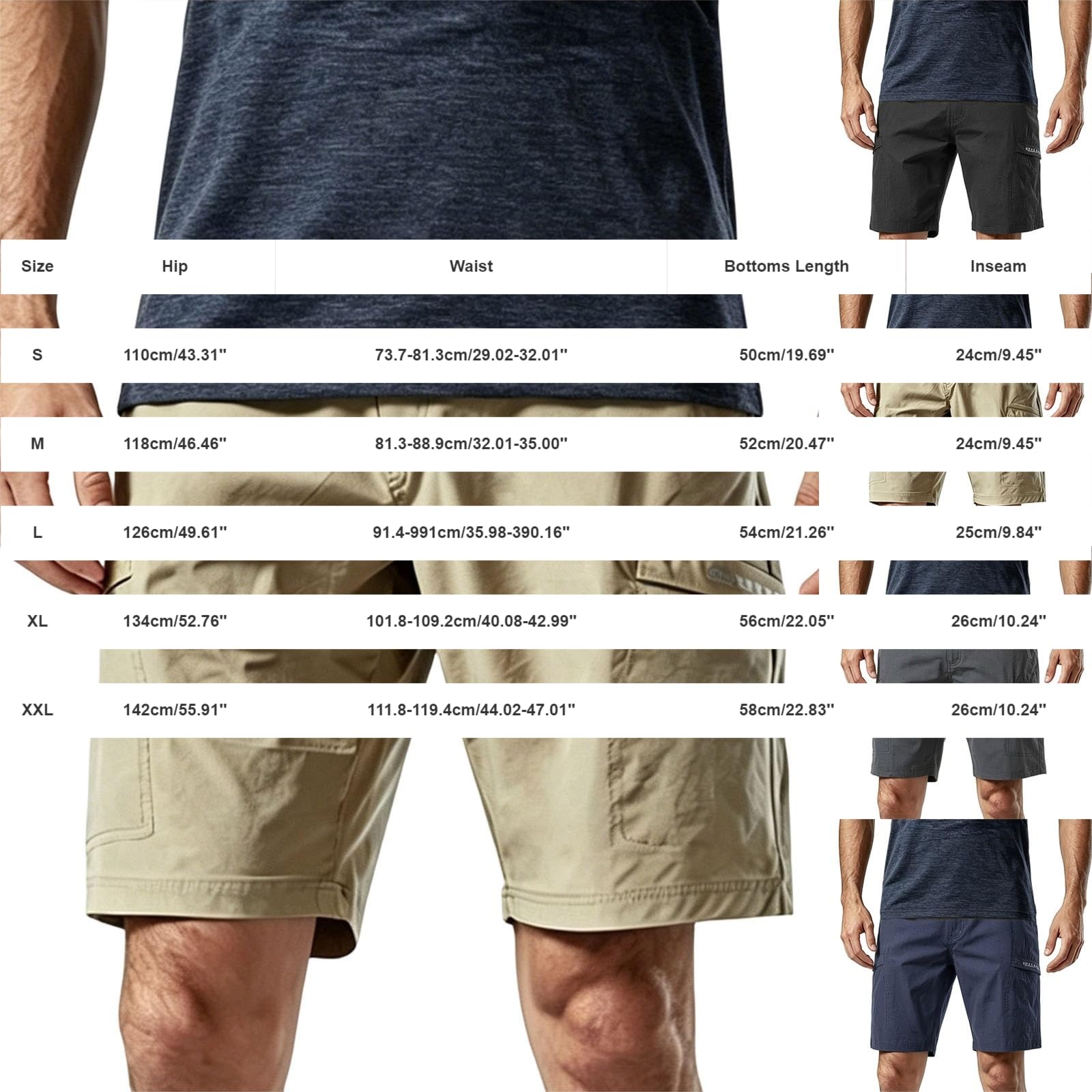 Pantaloncini da trekking da uomo, ad asciugatura rapida, con tasche multiple