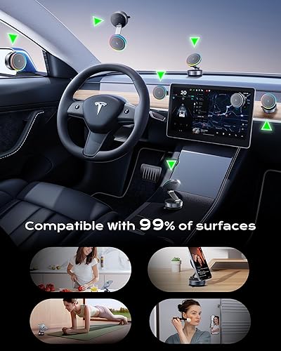 Miniatura 6 de Soporte magnético de carga de teléfono para automóvil, soporte magnético de teléfono al vacío de 360, cargador inalámbrico rápido Qi1 de 15 W para