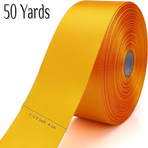 Miniatura 250 de Cinta de oro rosa de 1-1/2 pulgadas, para envolver regalos, 50 yardas, corona de fiesta de boda, costura, accesorios para el cabello, decoración