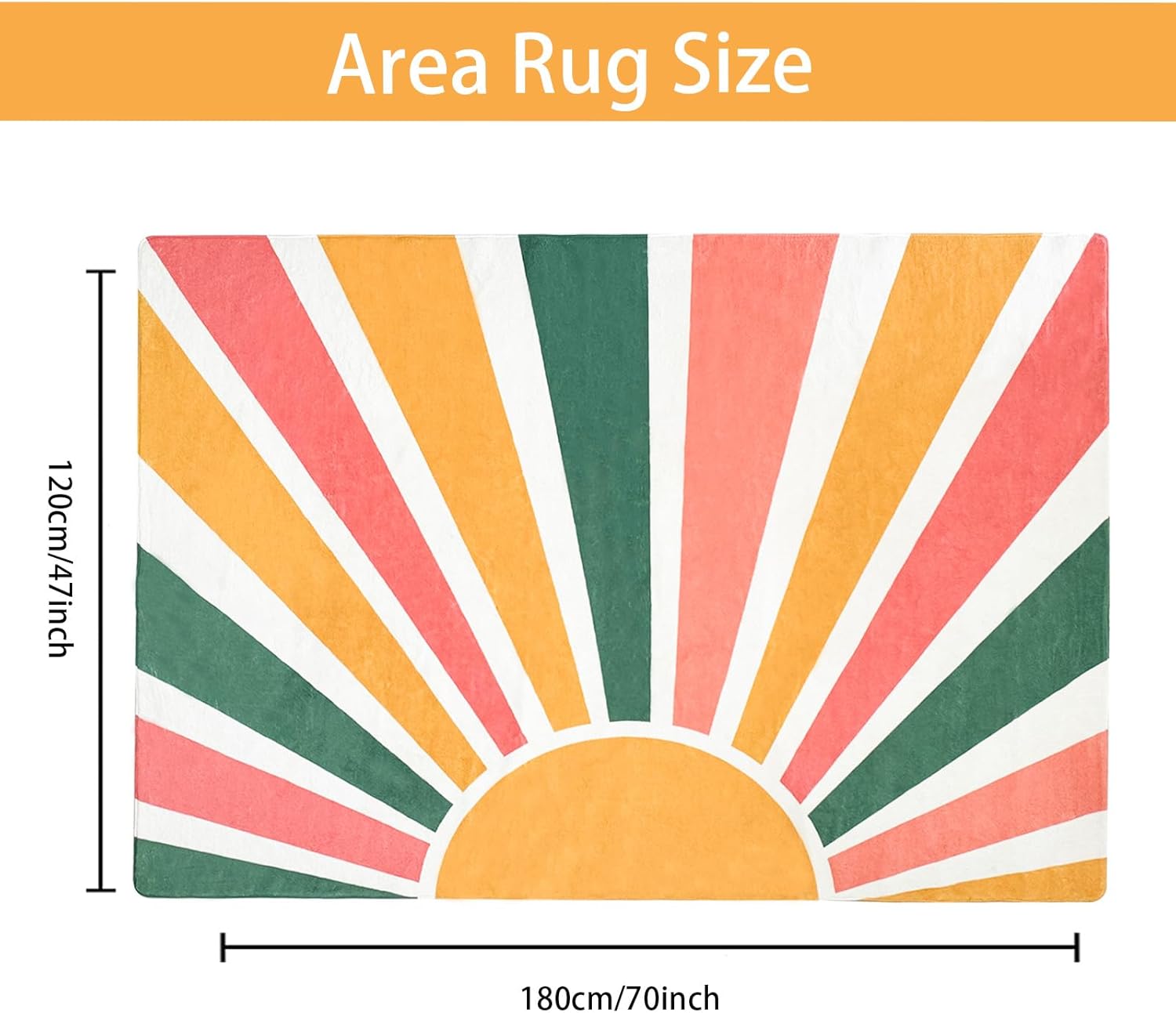 USTIDE Sun Rainbow Area Rug 3' x 5' Small Washable Rug Non-Slip Accent Throw Rugs Floor Carpet for Bedrooms Living Laundry Room Entryway Rug