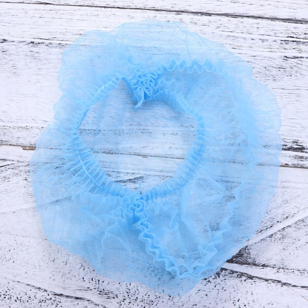 100pcs Disposable Non-woven Dust Cap Blue Folded Hair Cover