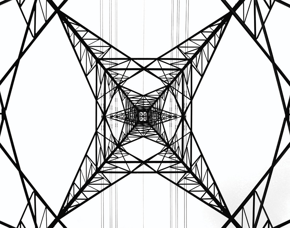 JP London CNV1X731475 Catalin Alexandru Iron Man Geometric Black White Industrial 2 inch Thick Heavyweight Gallery Wrap Canvas Wall Art 2' x 1.5'