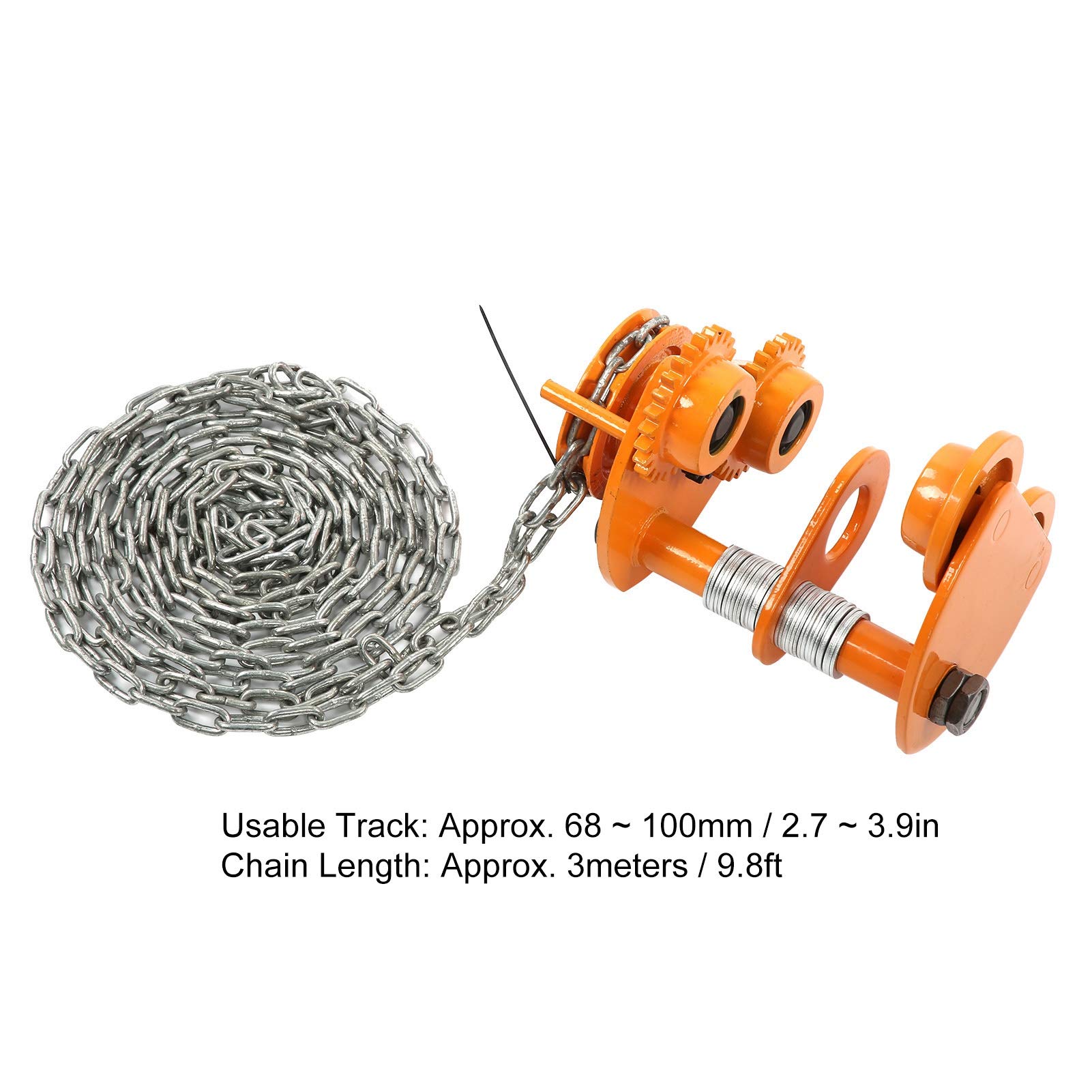Laufkatze bis 1500 kg Manueller Trolley Heavy Duty Push Beam Roller mit 3 Meter Kette Rollfahrwerk Handfahrwerk