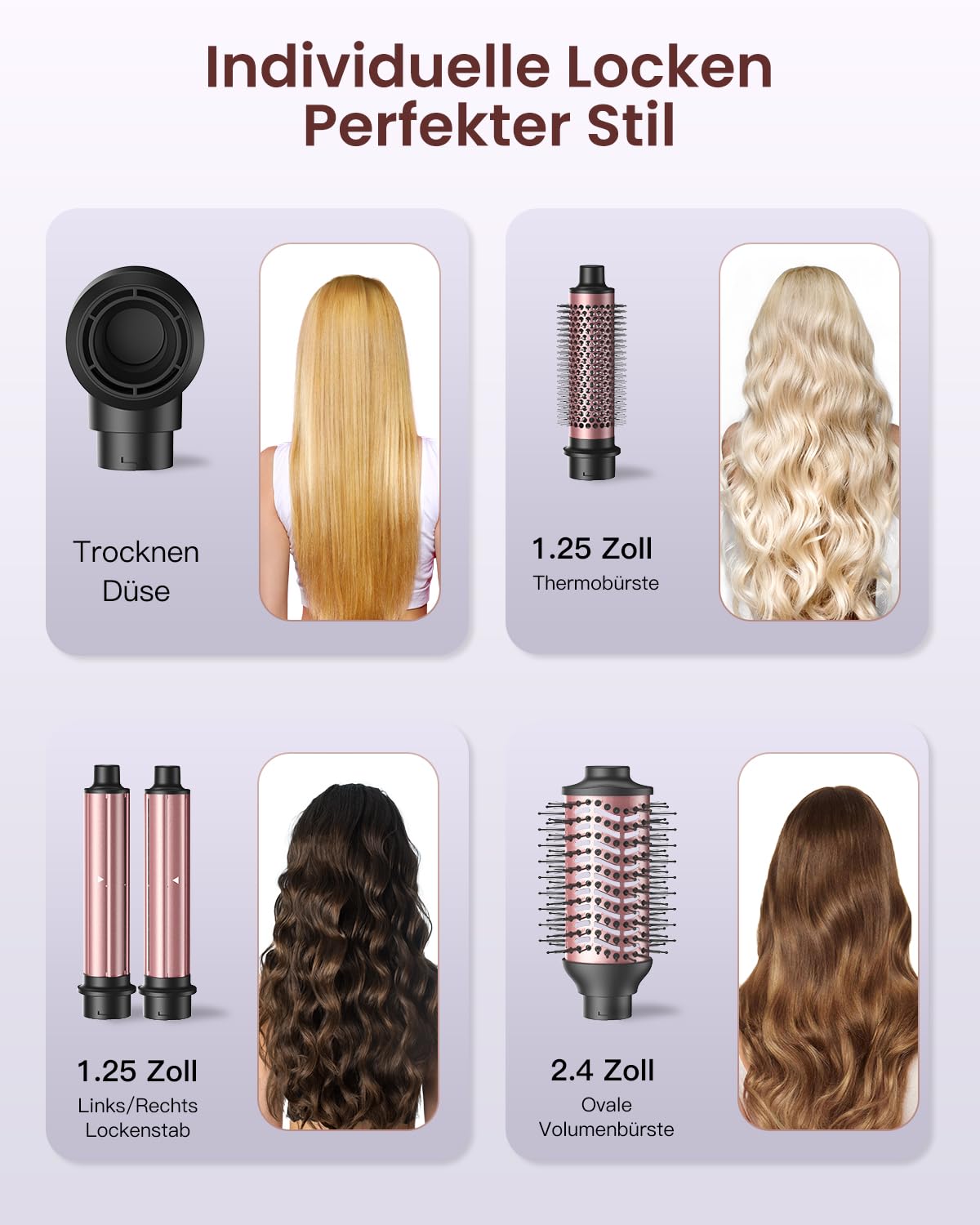 BESTOPE PRO Hairstyler 5 in 1 110,000 RPM Ionen Reisefön Multi-Hair Styler Set Automatischer Luft-Lockenstab