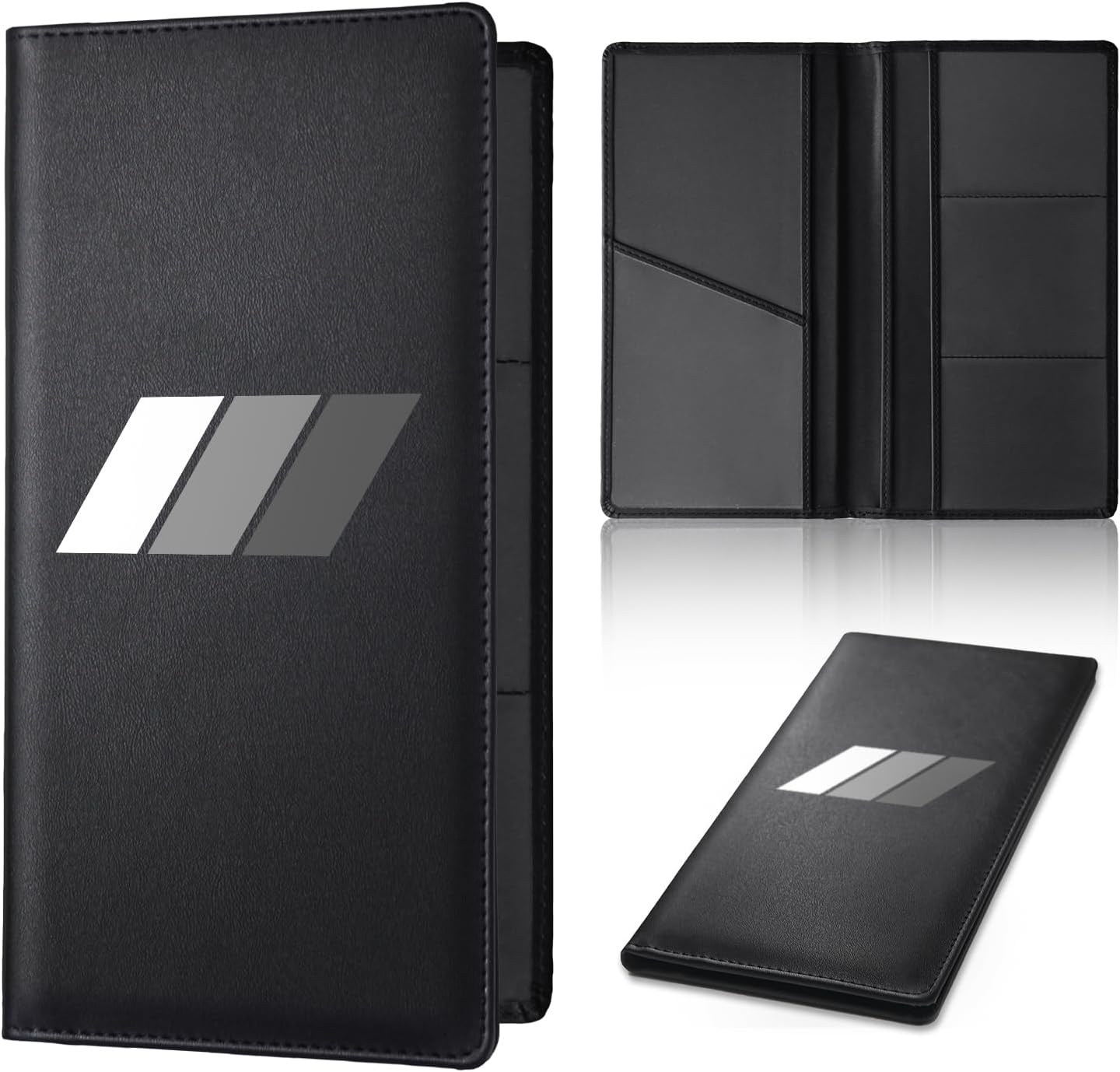 Tri-Color Sports Car Leather Registration and Insurance Holder, Vehicle Glove Box Car Organizer with Magnetic Shut for Cards, Driver License for 3 Colors Cars Owner