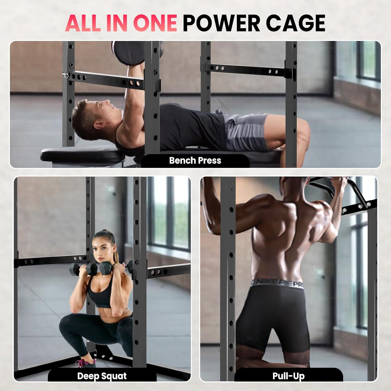 Generic Generic Power Rack – 1200lb Capacity Workout Cage with Training Attachments - Image 3