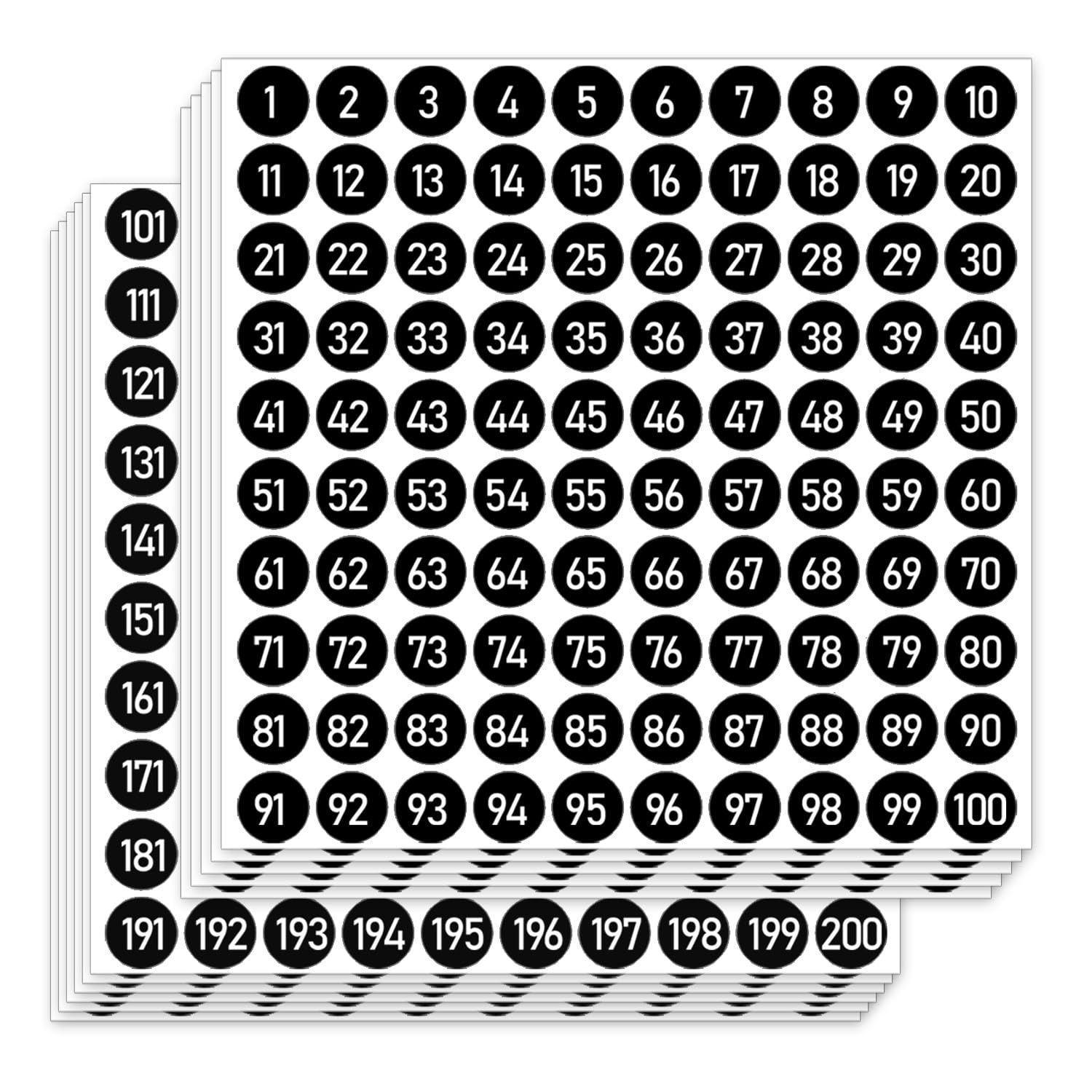 Black Number Stickers Labels 1000 PCS, 1" Consecutive Number Stickers 1-200, Vinyl Numbered Sticker, Self-Adhesive and Residue-Free, Use for Indoor and Outdoor