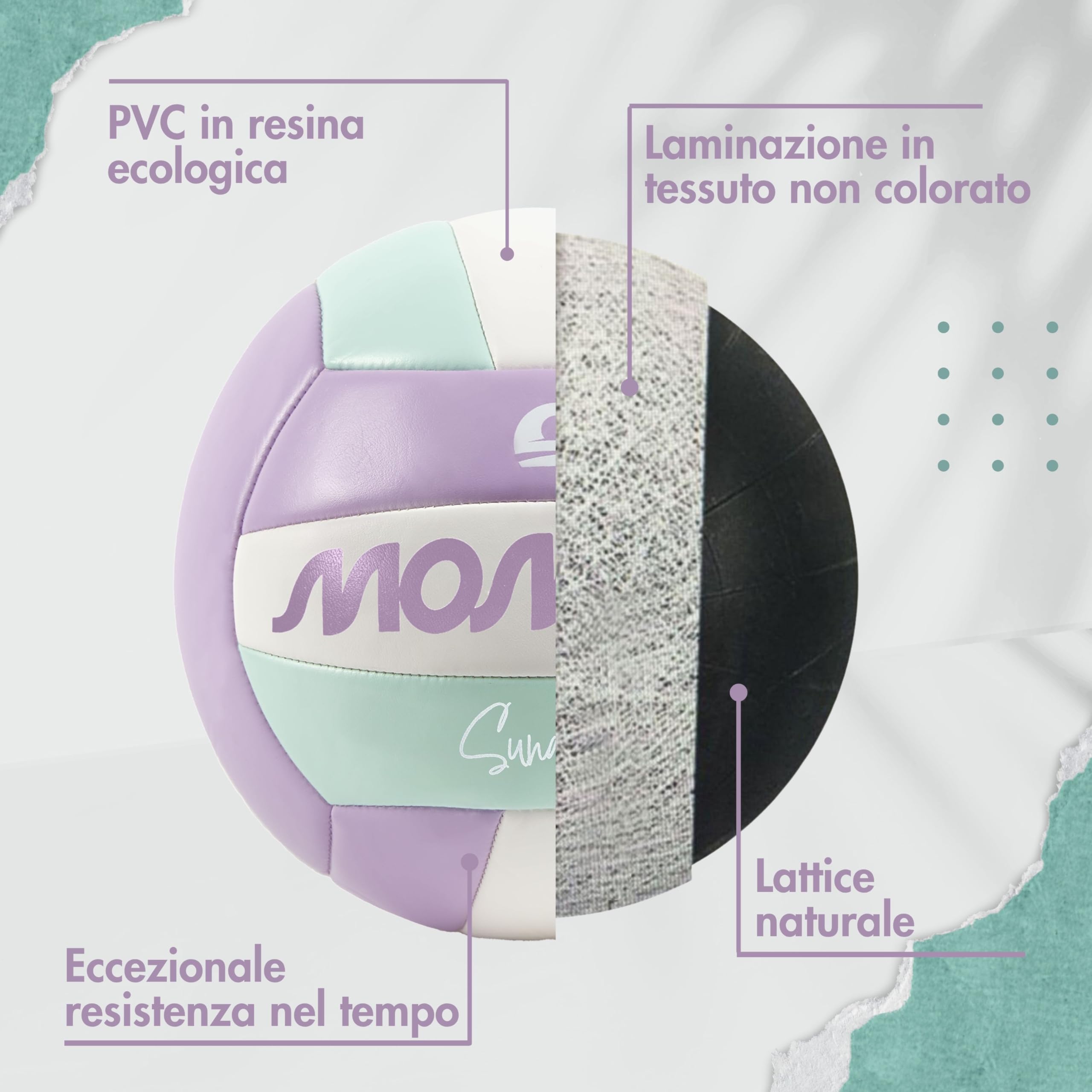 Sundowner Pallone Pallavolo - Pallone Beach Volley, Set con pompa per palloni, misura ufficiale 5, superficie morbida, ideale come regalo