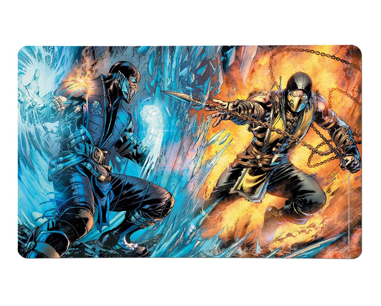 Mortal Kombat X – Sub-Zero VS Scorpion - 16” x 9.75” Rubber Backed Non-Slip Oversized Mouse Pad – Large Polyester Desk Mat for Gaming, Office Spaces, Etc.