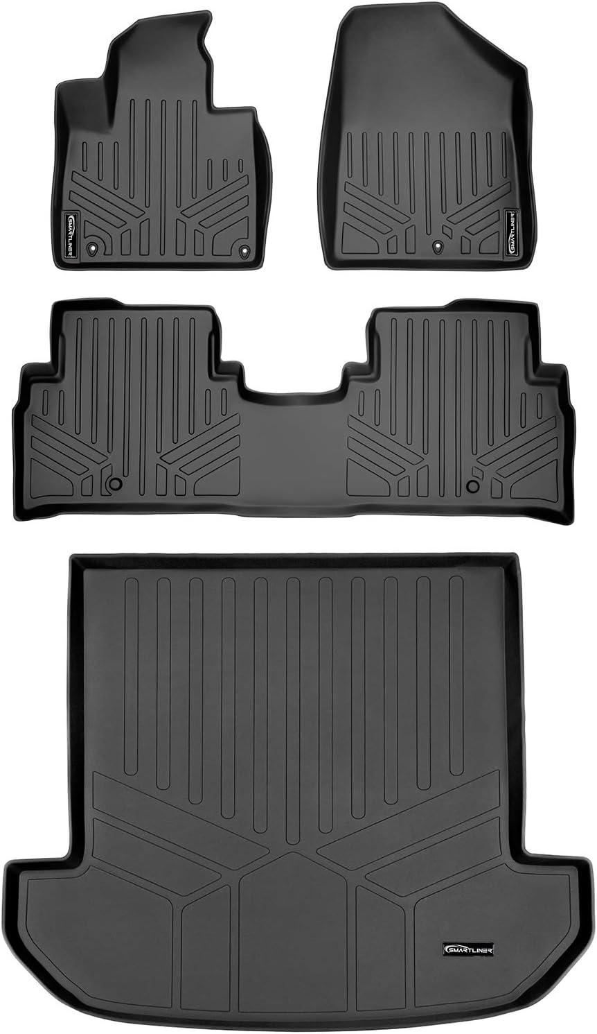 SMARTLINER Custom Fit Floor Mats 2 Rows and Cargo Liner Set Black for