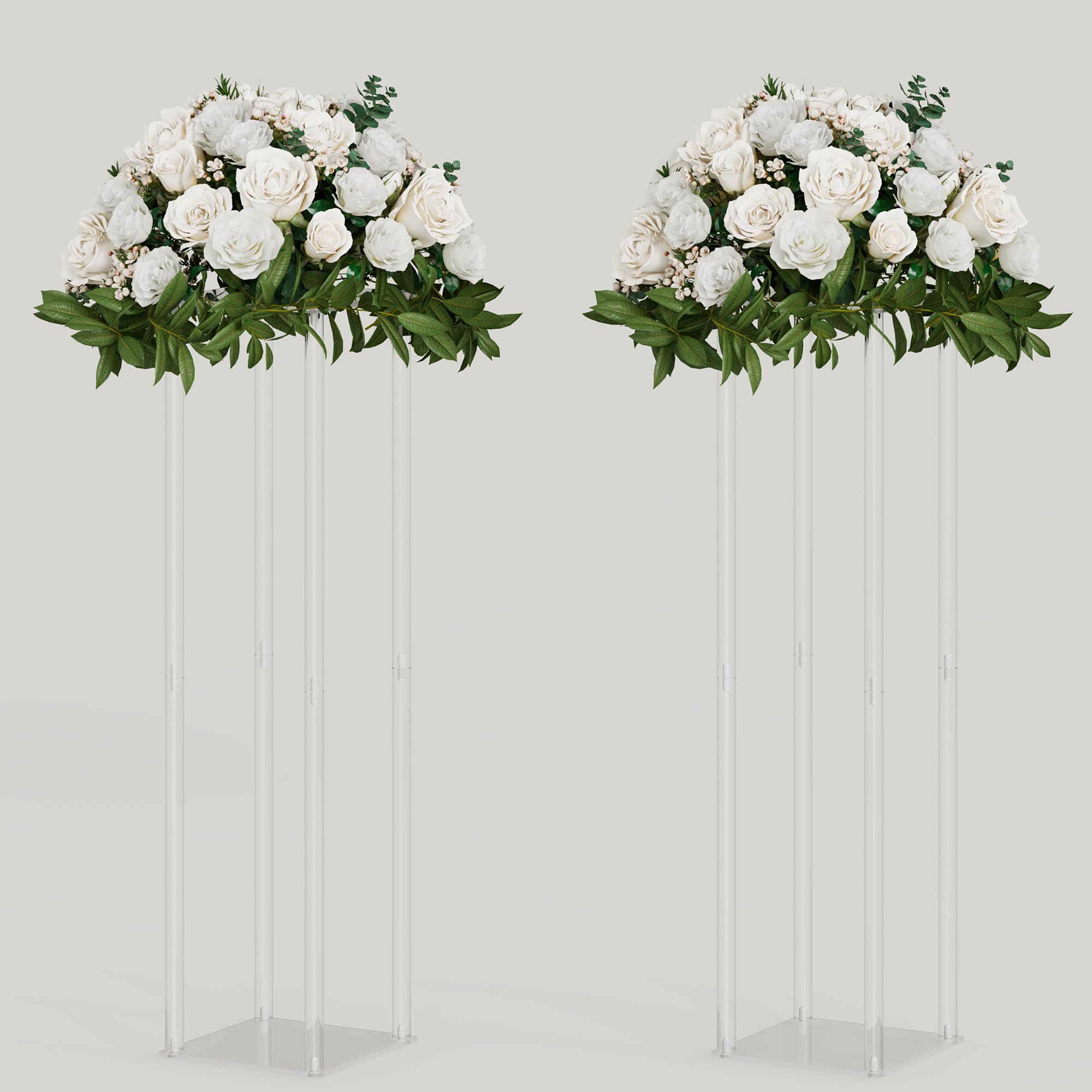 Vincidern Acryl-Blumenständer – 80 Cm Hoch, 4 Säulen, Transparent, Für Hochzeit & Tischdekoration