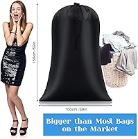 Vista 3 de Nuanchu 3 bolsas de lavandería extragrandes de 40 x 60 pulgadas, bolsa gigante de almacenamiento reutilizable multiusos para equipaje a prueba