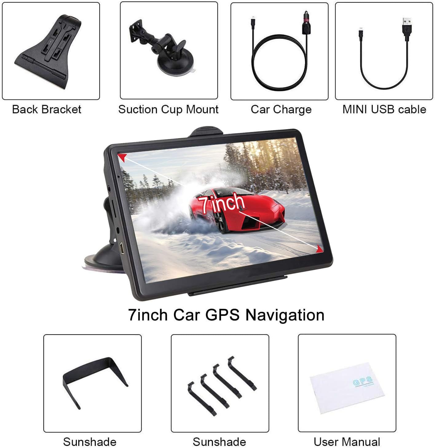 Nеw Dеаl GPS Navigation 7 Inch for Car Truck 2022 Americas Map Free Lifetime Map Update Includes Postcodes, POI Speed Cam Alerts Lane Assist Guidance