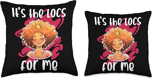 Miniatura 3 de It's the Locs For Me Afro Hair Black American African Girl Throw Pillow