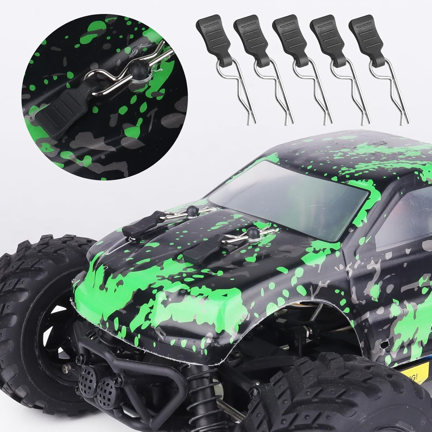 HobbyPark 50pcs Universal 1/16 1/18 RC Body Clips with Pull Tabs RC Car R Pins Small for SCX24 Traxxas TRX4M Redcat HPI Himoto HSP Exceed Truck Buggy Shell Replacement Parts