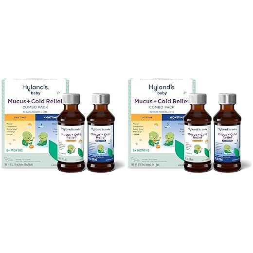 Hyland's Baby Mucus and Cold Relief,Day and Night Value Pack,Infant-and Baby Cold Medicine,Decongestant-and Cough Relief,4 Fl Oz,(Pack of 4)