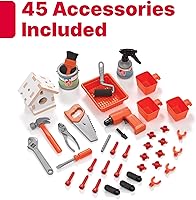 Vista 6 de Step2 Big Builders Pro Workshop para niños, banco de herramientas para interiores y exteriores, juego interactivo con sonidos, incluye kit