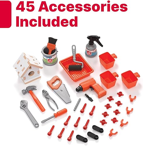 Miniatura 6 de Step2 Big Builders Pro - Banco de trabajo para niños, banco de herramientas para interiores y exteriores, juego interactivo con sonidos, hecho de