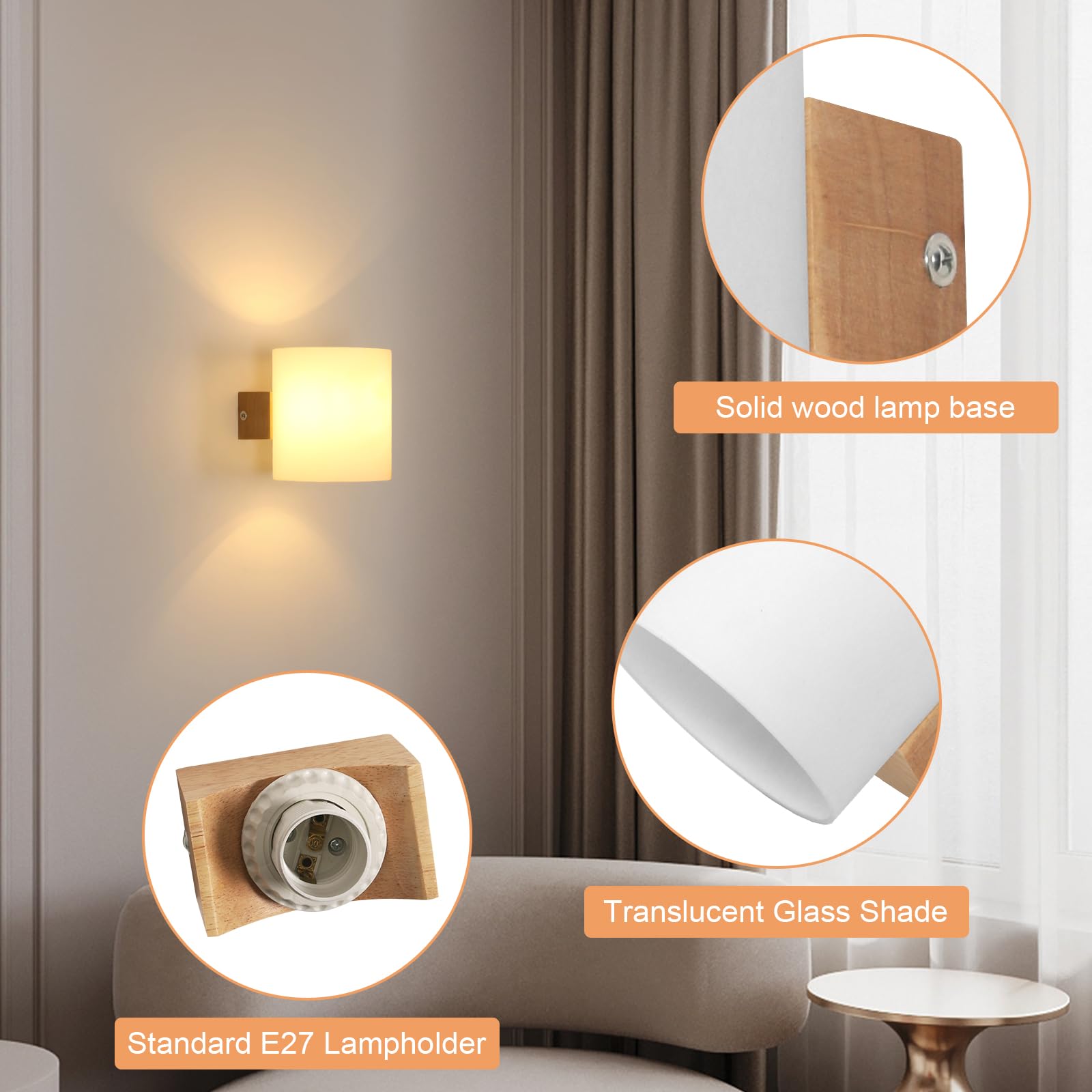 Comely Wooden Indoor Wall Lamp, Three Colours 3000K/ 4500K/ 6500K LED Wall Light - Image 4