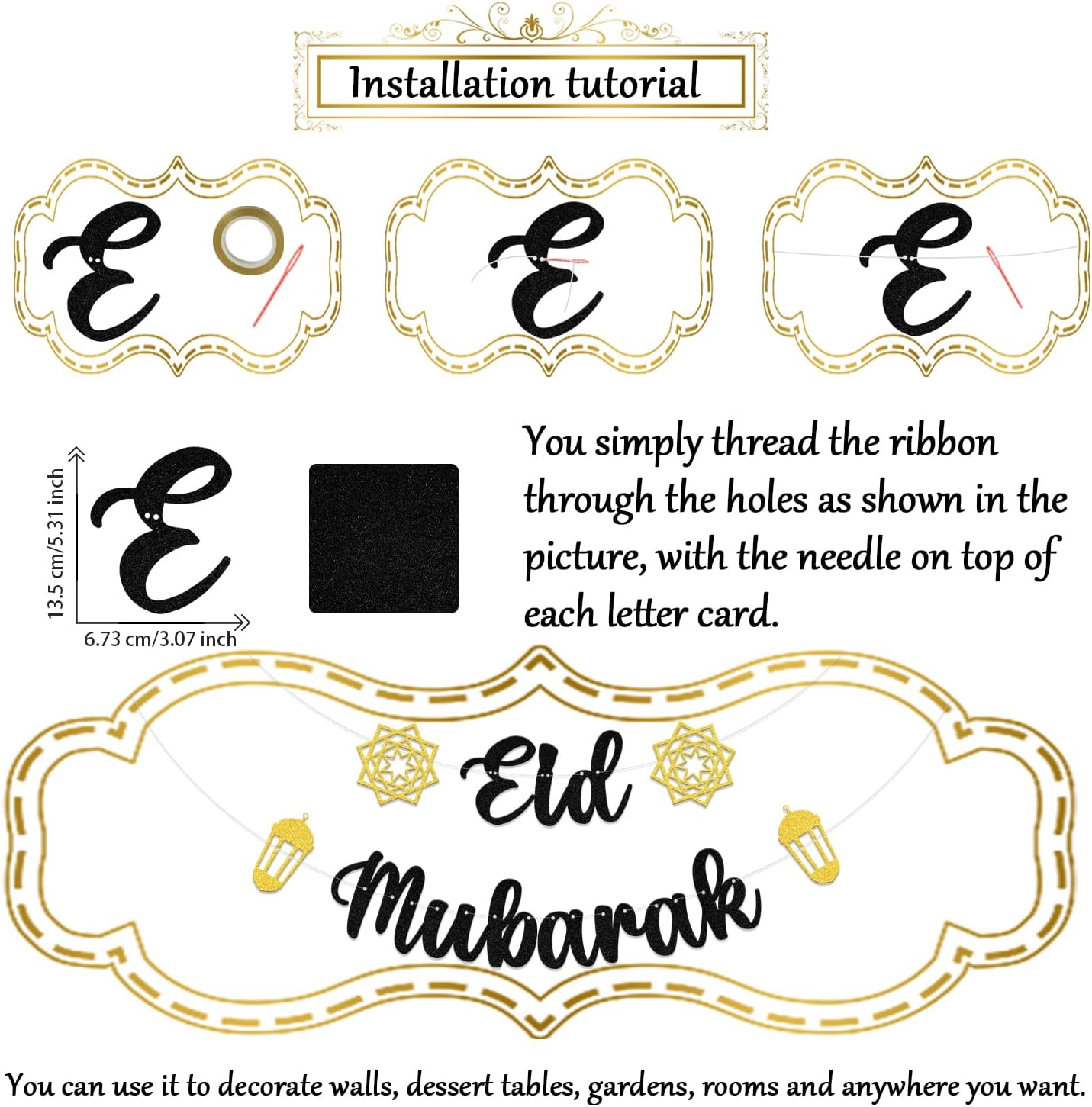 Eid Mubarak Banner - Eid Decorations for Home - Ramadan Decoration