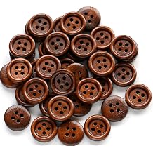200PCS 5/8 Inch 15mm Brown Color Wooden Buttons DIY Crafts Button Sewing Project