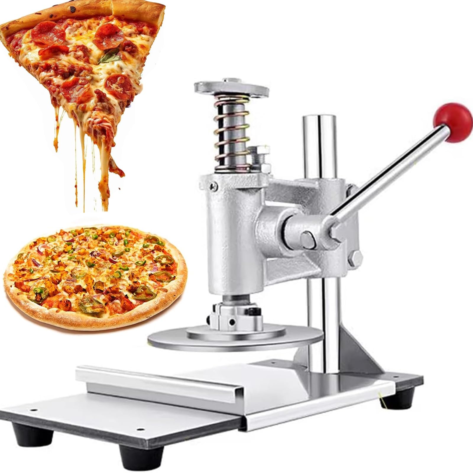 Presse à pâte et pizza manuelle 14cm en acier inoxydable à épaisseur réglable