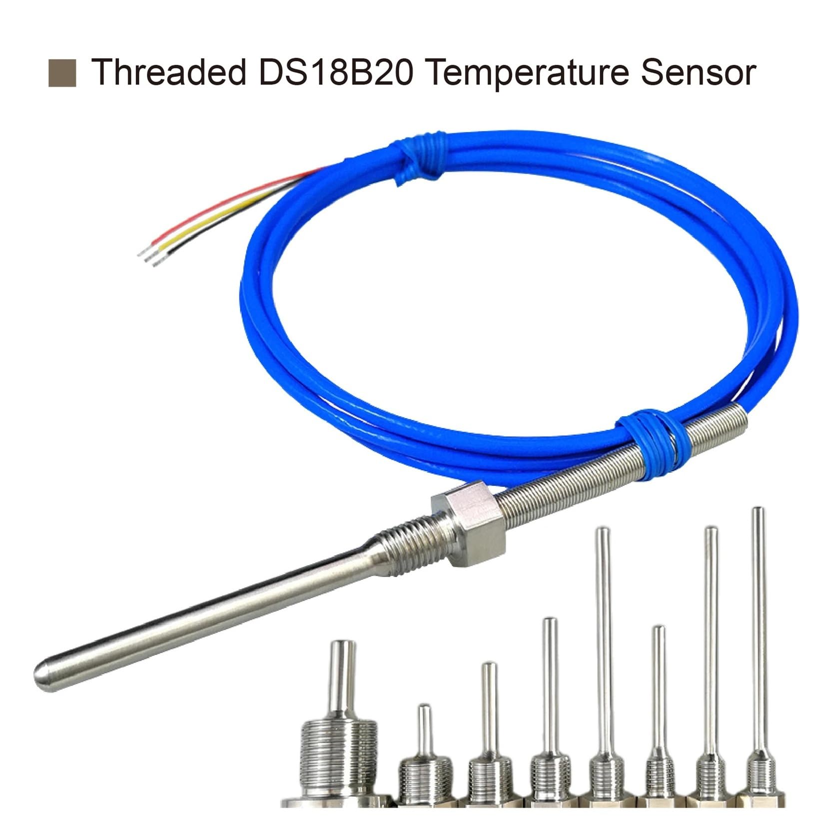 Sensor de Temperatura, sonda Acero Inoxidable con Sensor, termómetro Digital Rosca PTFE for Uso Industrial(M27*2/6 * 100 Mm)