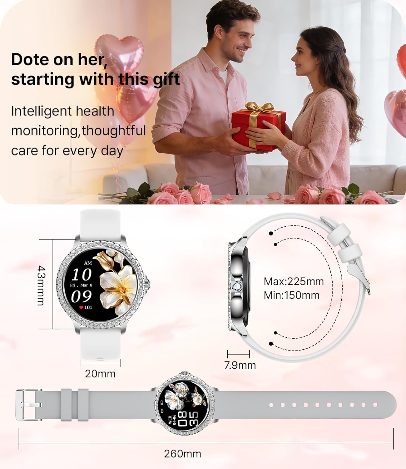 LIGE Smart Watches for Women,1.32" HD Fitness Tracker Watch with Answer/Make Call,AI Voice Control,Heart Rate/Calories/SpO2 Monitor 100+ Sport Modes Ladies Silver Smart Watch for Android iOS 2 Straps