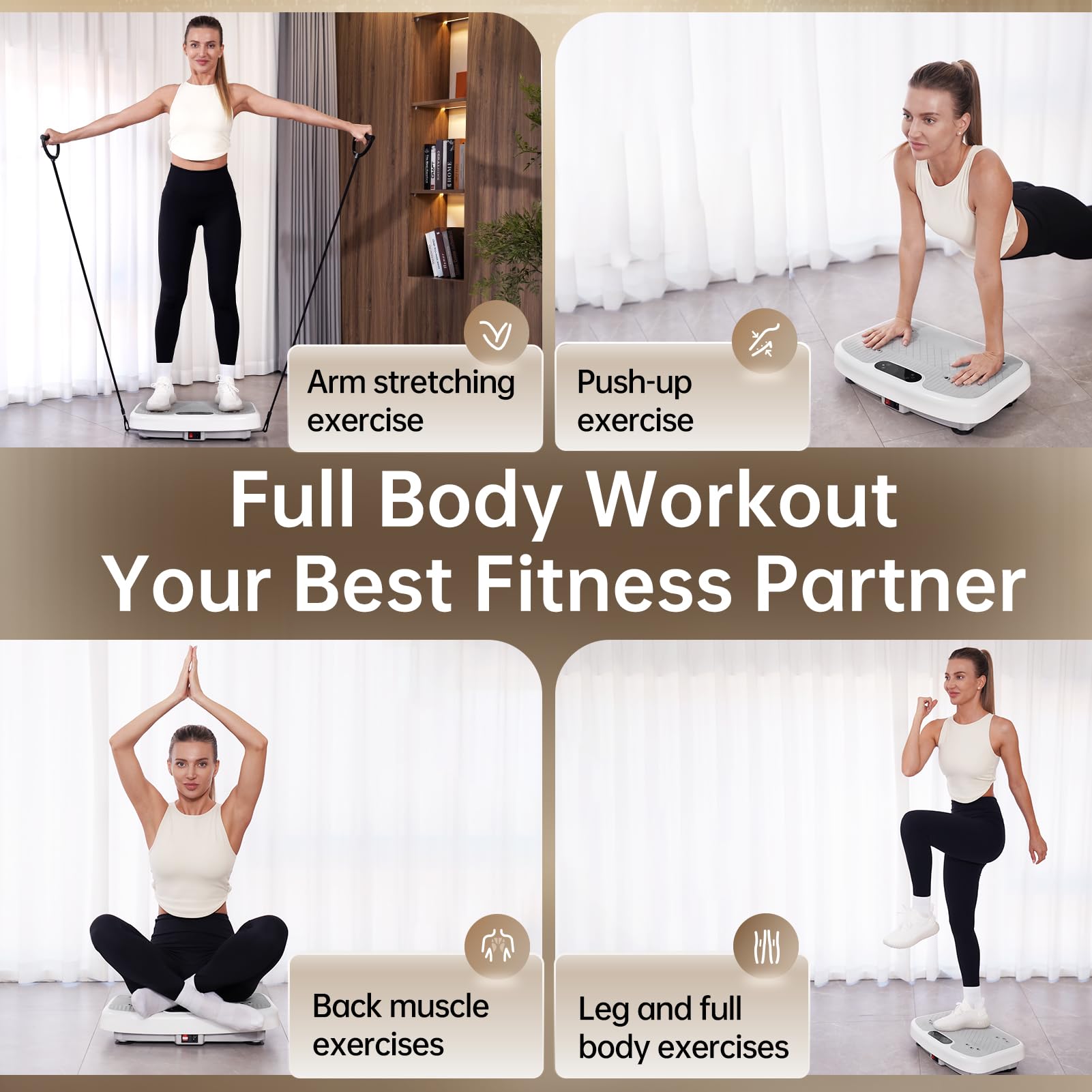 YAMO Plataforma Vibratoria | 5 Programas + 99 Niveles de Vibración | Plataforma Vibración Muscular para Hacer Ejercicio en Casa con Mando a Distancia y Bandas Elásticas