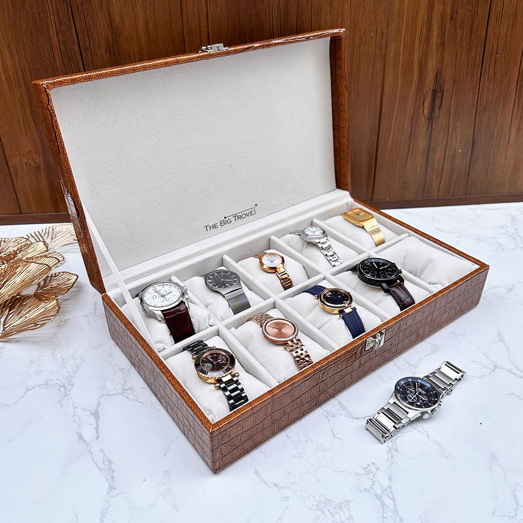 La Trove Vegan Leather Watch Box Organizer, Storage and Display Case for Watches and Bracelets, Stylish Organizer for Jewelry Storage at Home, Office, and Travel - 10 Slots (B08H8DGKZW) Amazon Price History, Amazon Price Tracker
