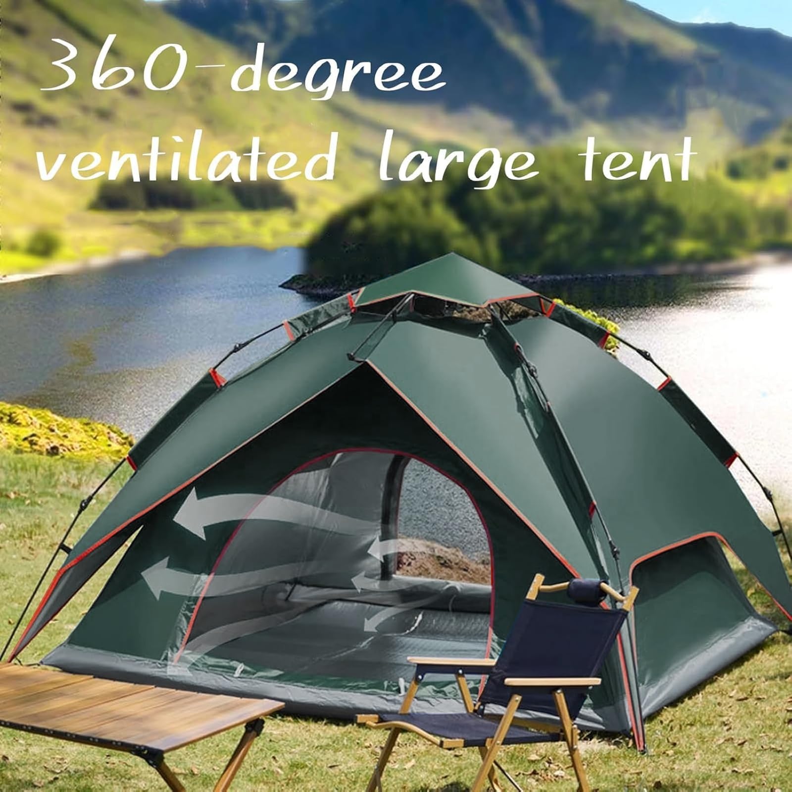 Campingzelt, automatisches Instant Pop up Zelt für 2-3 Personen, doppelschichtiges Wind und wasserdichtes Zelt, Übernachtungszelt geeignet für Wanderungen und Familienreise