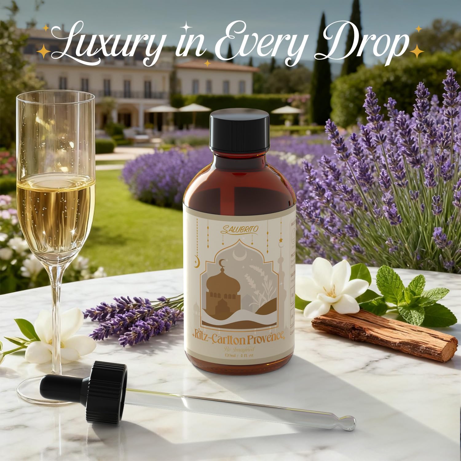 Salubrito Ritz Carlton Olejki eteryczne 120ml, luksusowy hotelowy olejek zapachowy do dyfuzora, 5-gwiazdkowy zapach hotelowy, mieszany z lawendą, jaśminami, drzewem sandałowym, olejki eteryczne do