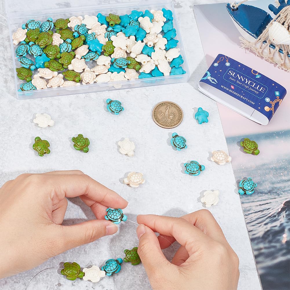SUNNYCLUE 100Pcs Sea Turtle Beads – Boho Style Charms For DIY Jewelry Making, Mixed Colors